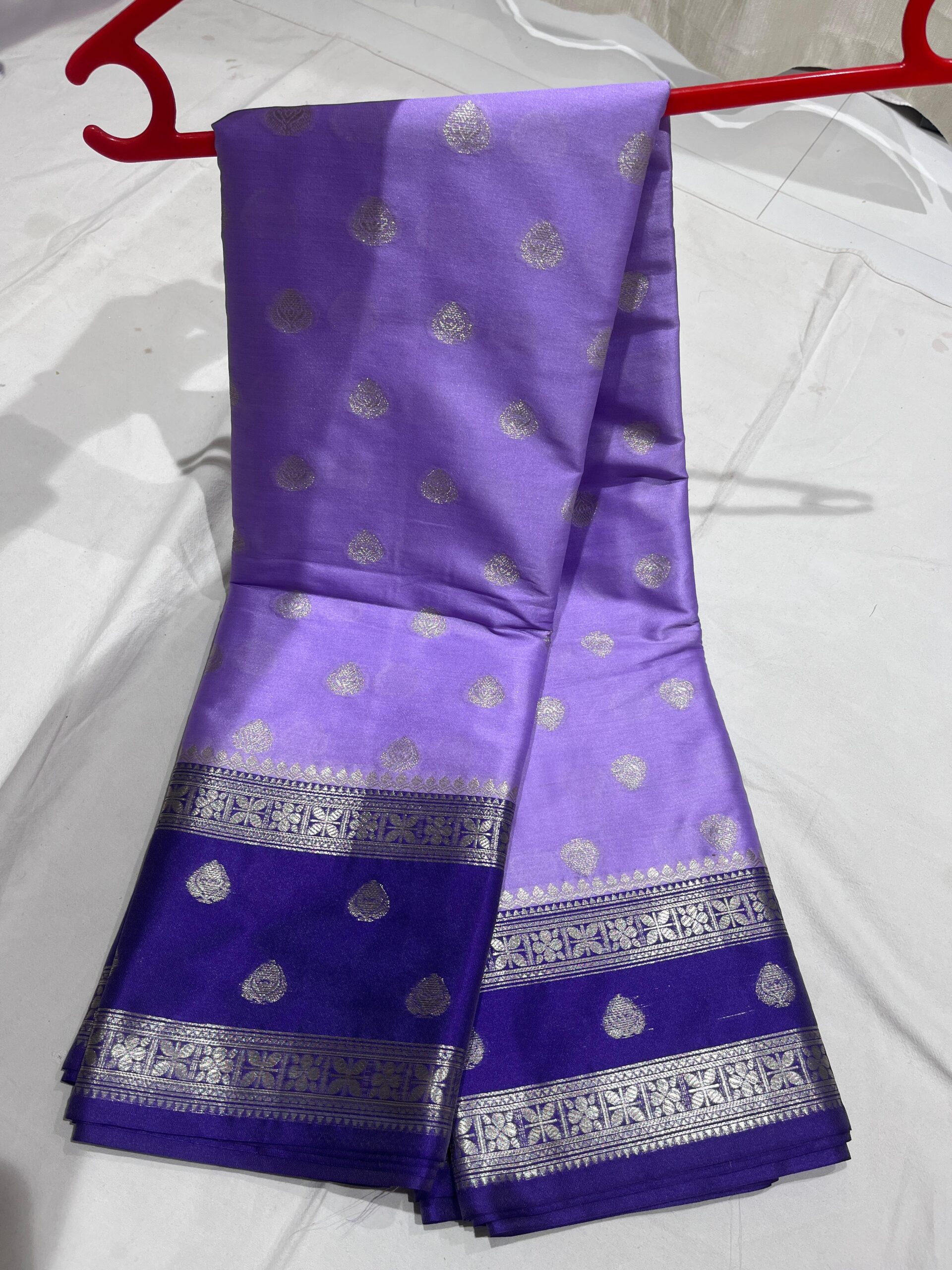 Banarasi Velvet Silk Saree — Light Purple