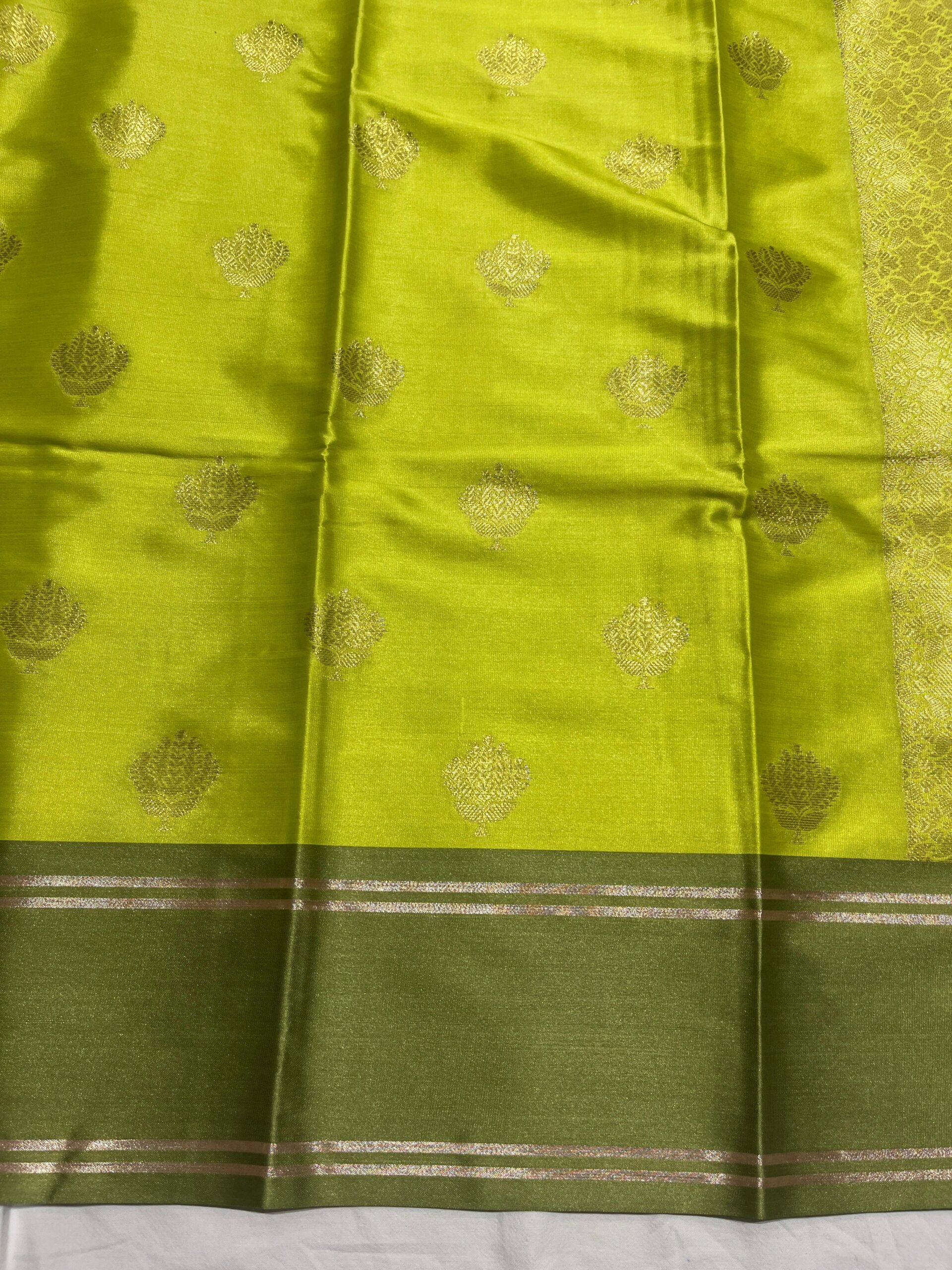 WhatsApp Image 2025-11-10 at 15.28.25 Banarasi Velvet Silk Saree — Pista Green with Mehndi Border