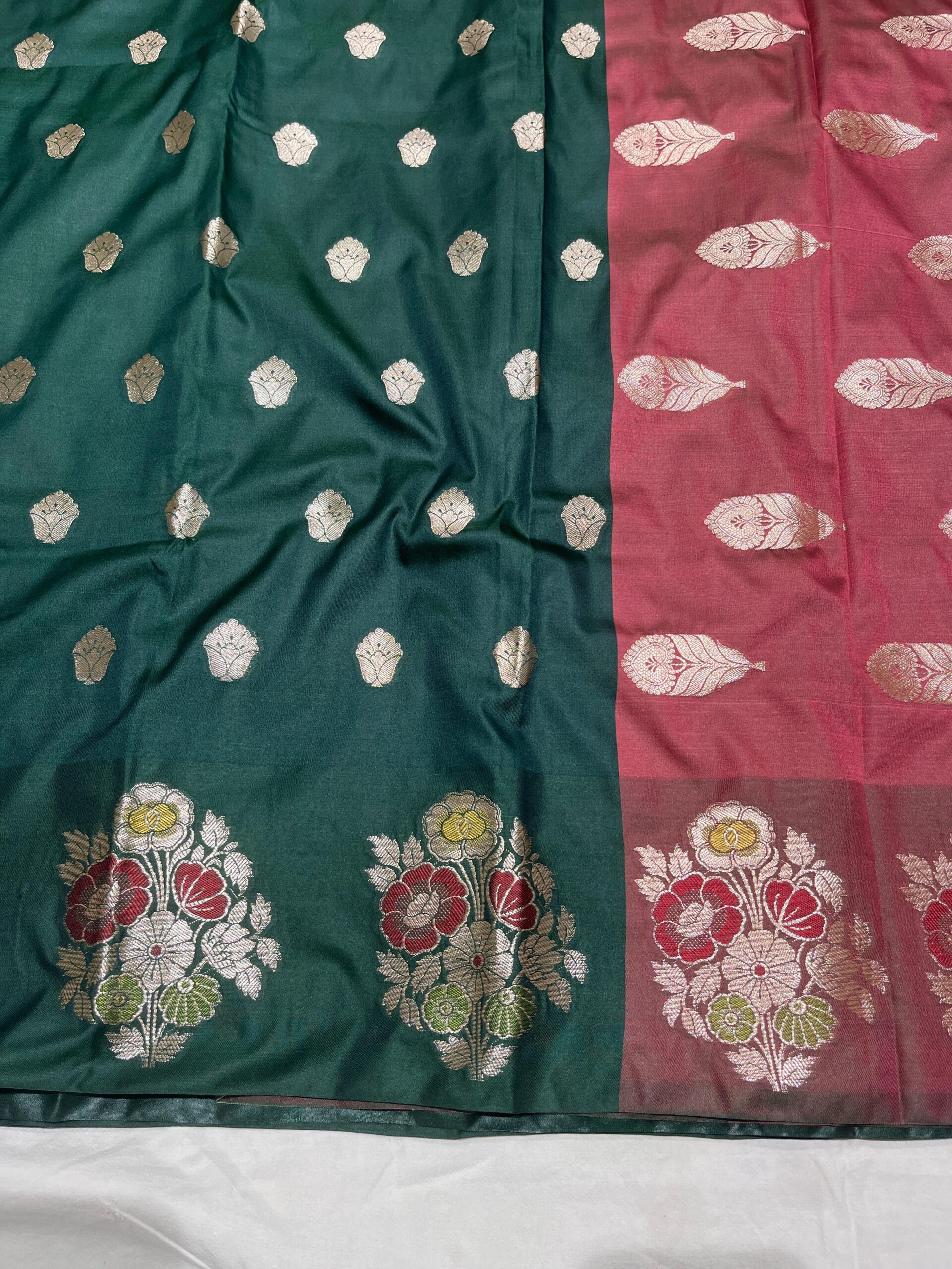 Banarasi Katan Silk Sarees – Set of 6 | Bright Colors, Meena Border & Booti Pattern
