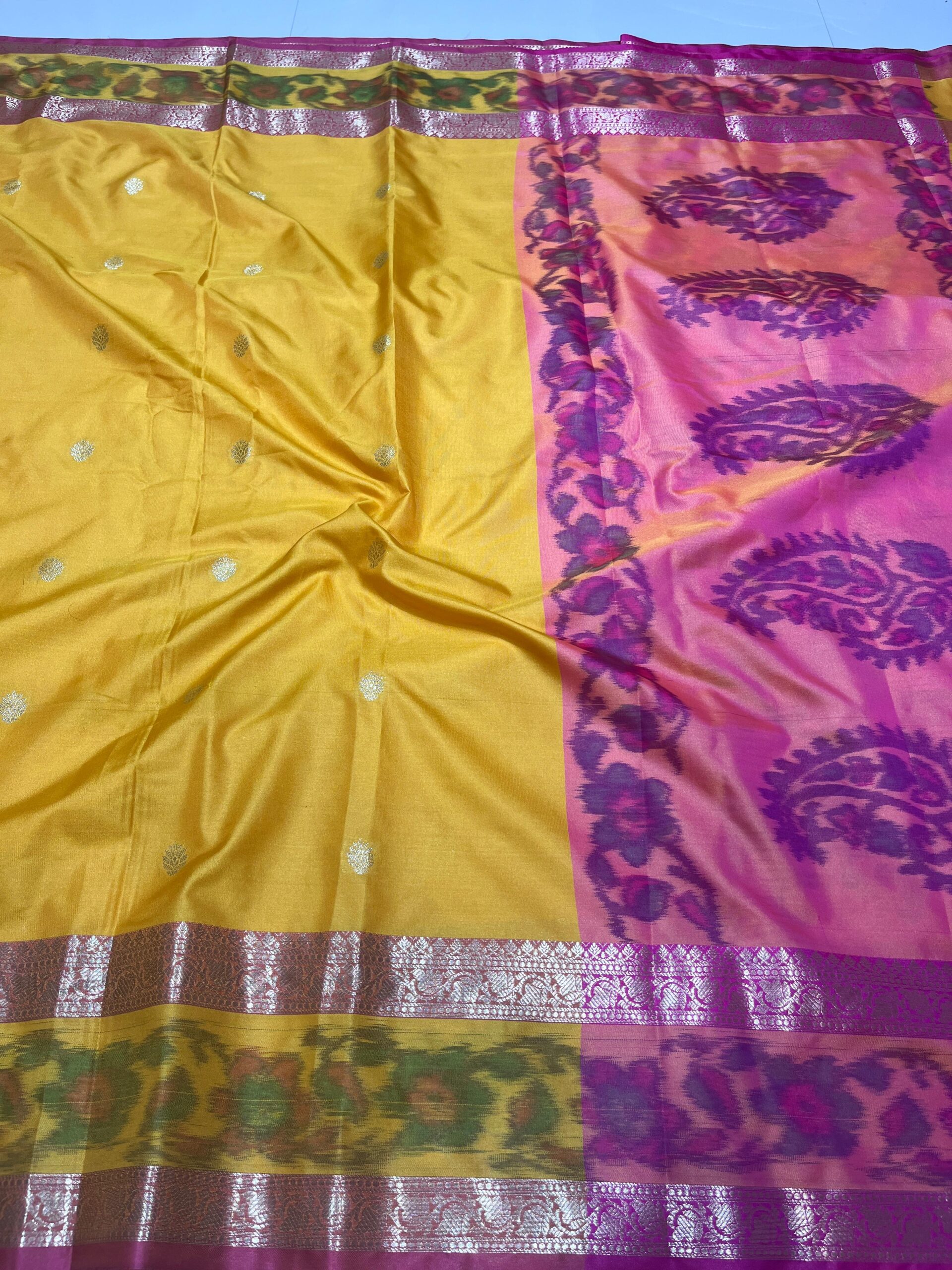 Banarasi Katan Silk Sarees – Set of 6 | Bright Colors, Meena Border & Booti Pattern