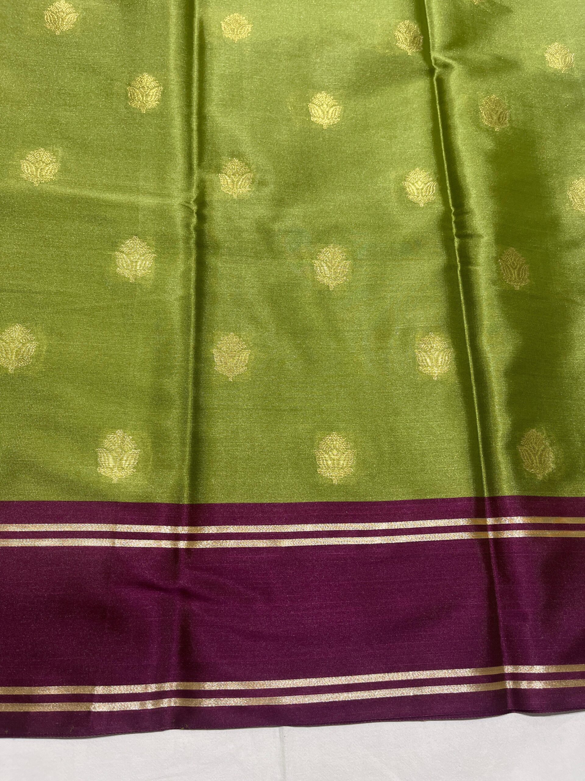 WhatsApp Image 2025-11-11 at 14.18.18 Banarasi Velvet Silk Saree — Mehndi Color | Bentex Border & Rich Zari Pallu