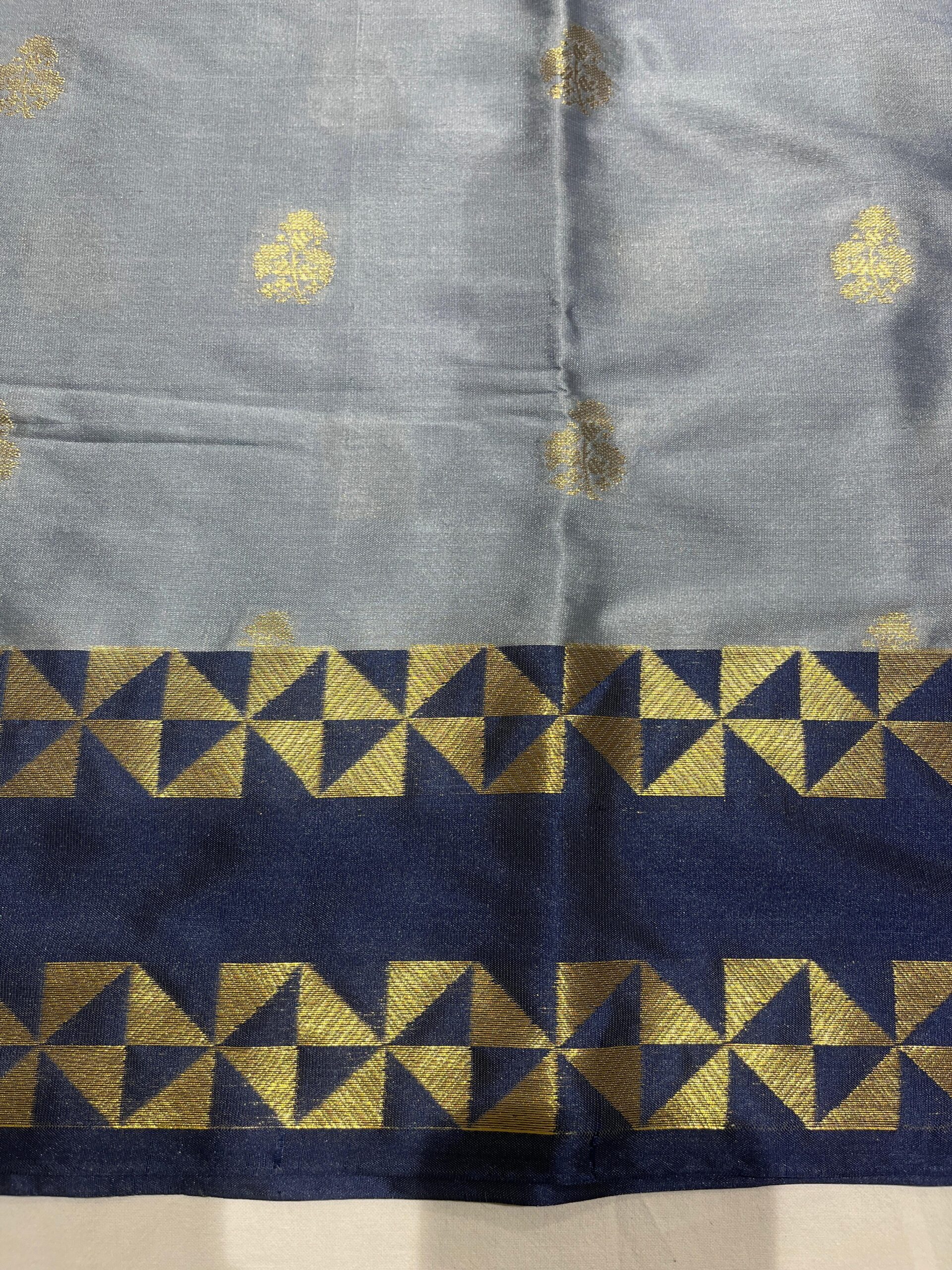 WhatsApp Image 2025-11-11 at 14.51.13 (1) Banarasi Velvet Silk Saree — Grey with Navy Blue Border