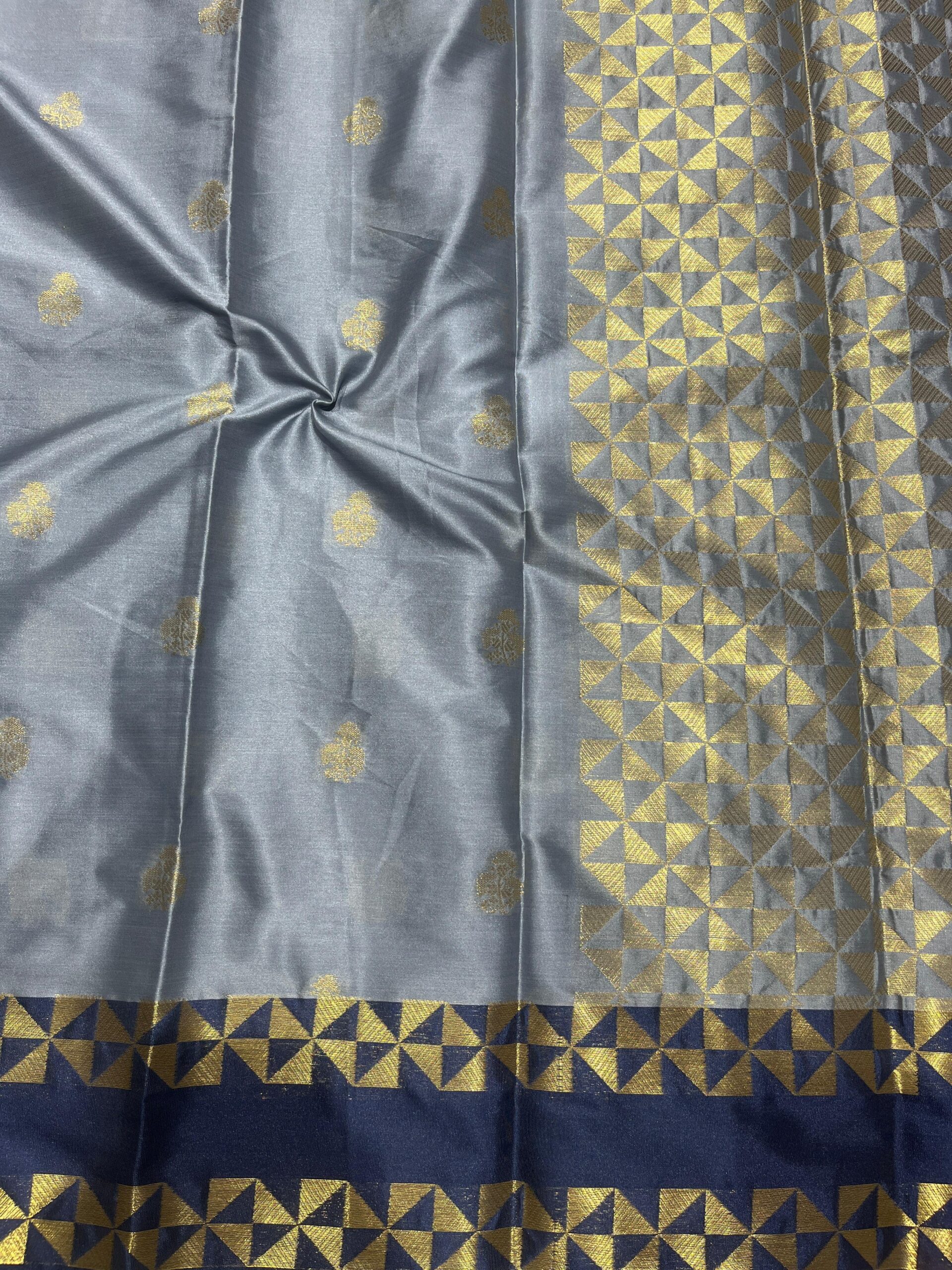 WhatsApp Image 2025-11-11 at 14.51.13 (2) Banarasi Velvet Silk Saree — Grey with Navy Blue Border