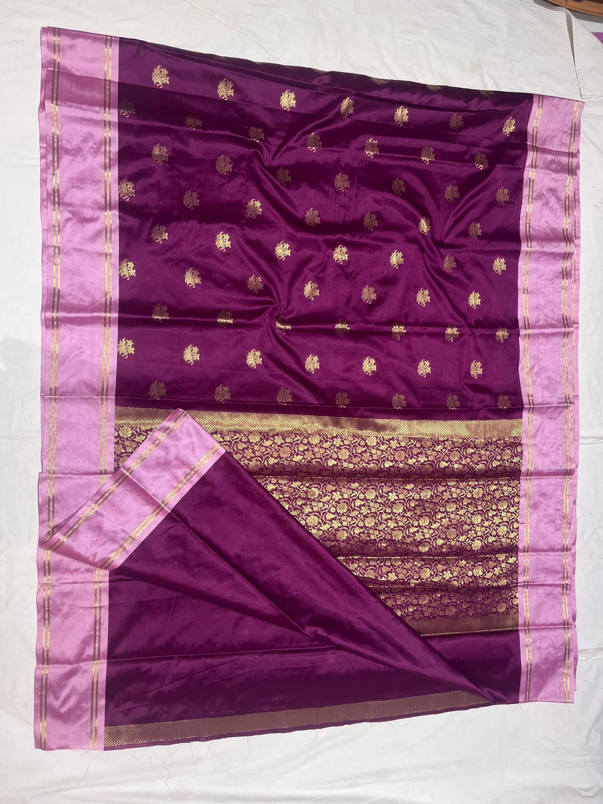 WhatsApp Image 2025-11-11 at 17.00.39 Banarasi Velvet Silk Saree — Garnet Color | Bentex Border & Rich Zari Pallu