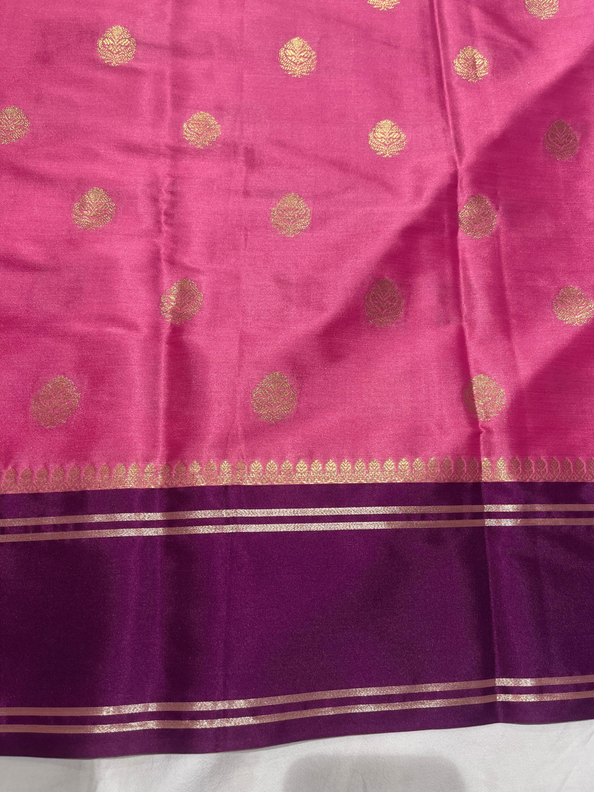 WhatsApp Image 2025-11-11 at 17.03.19 Banarasi Velvet Silk Saree — Pink with Garnet Border | Bentex Border & Rich Zari Pallu