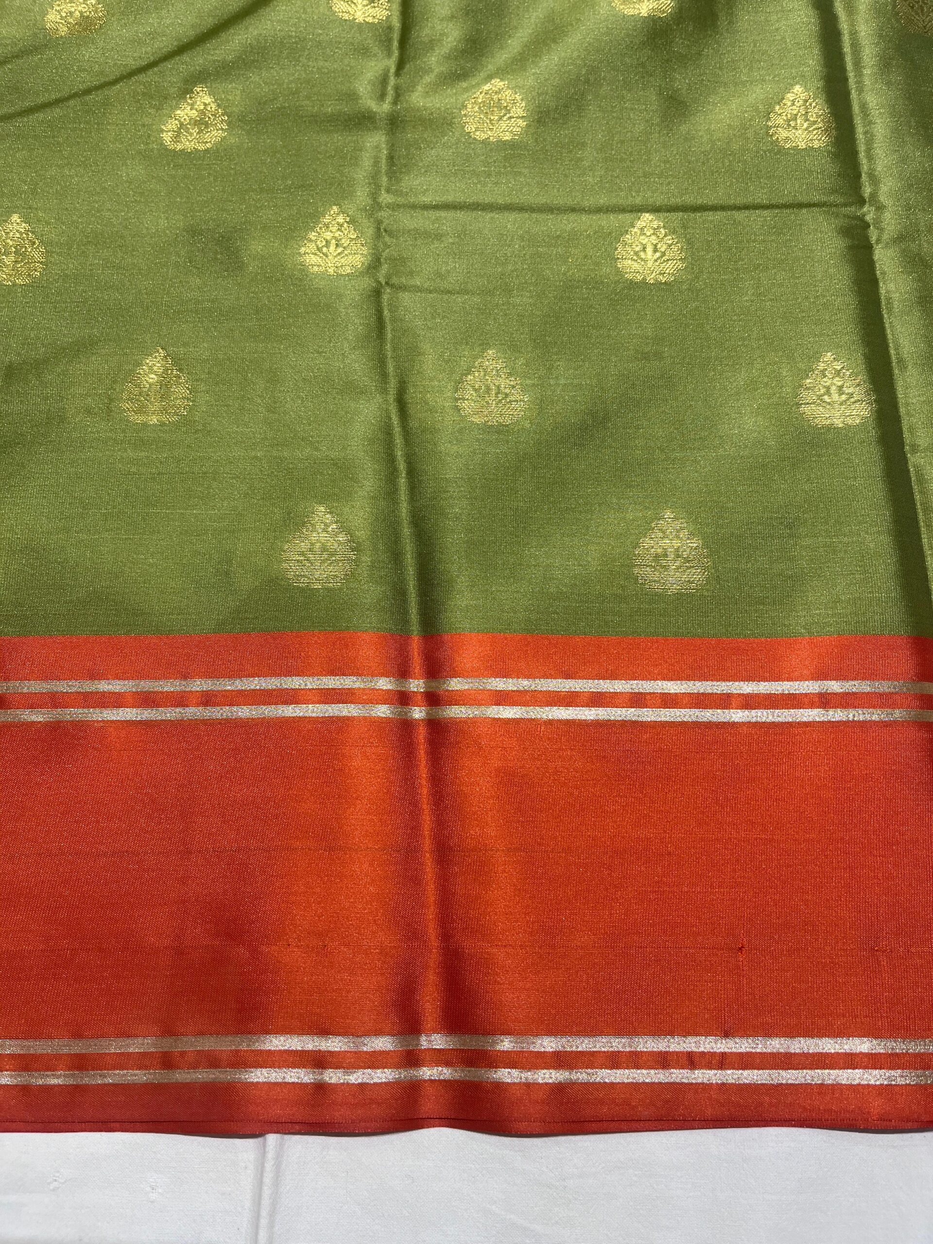 WhatsApp Image 2025-11-11 at 17.06.29 Banarasi Velvet Silk Saree — Mehndi with Garnet Border | Bentex Border & Rich Zari Pallu