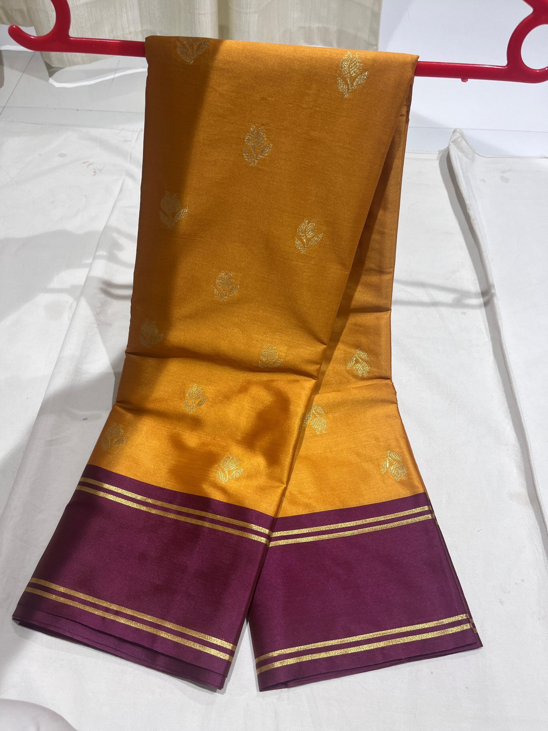 WhatsApp Image 2025-11-11 at 17.09.00 Banarasi Velvet Silk Saree — Mustard with Garnet Border | Bentex Border & Rich Zari Pallu