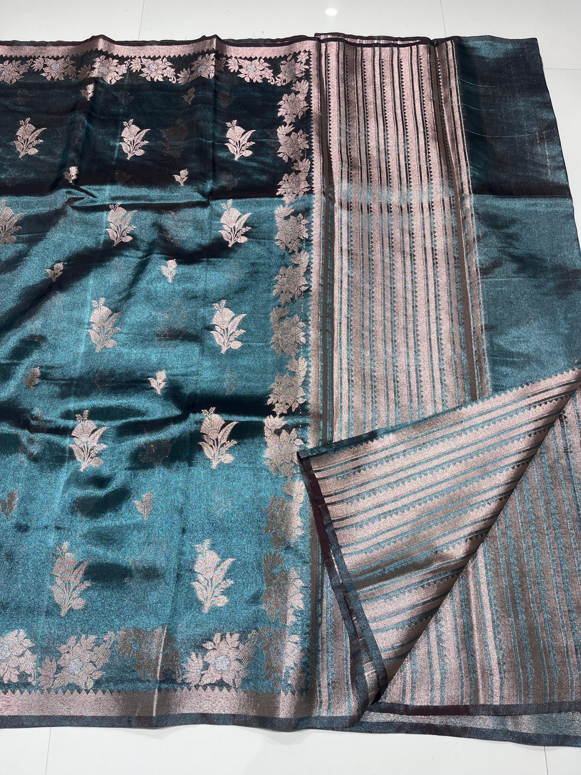 WhatsApp Image 2025-11-15 at 16.56.29 (1) Wholesale and retail, best prices, online store, banarasi saree orange colour, varanasi, banarasi saree online shop, Katan Tissue Saree – Self-Matching Collection with Lace Work – premium collection