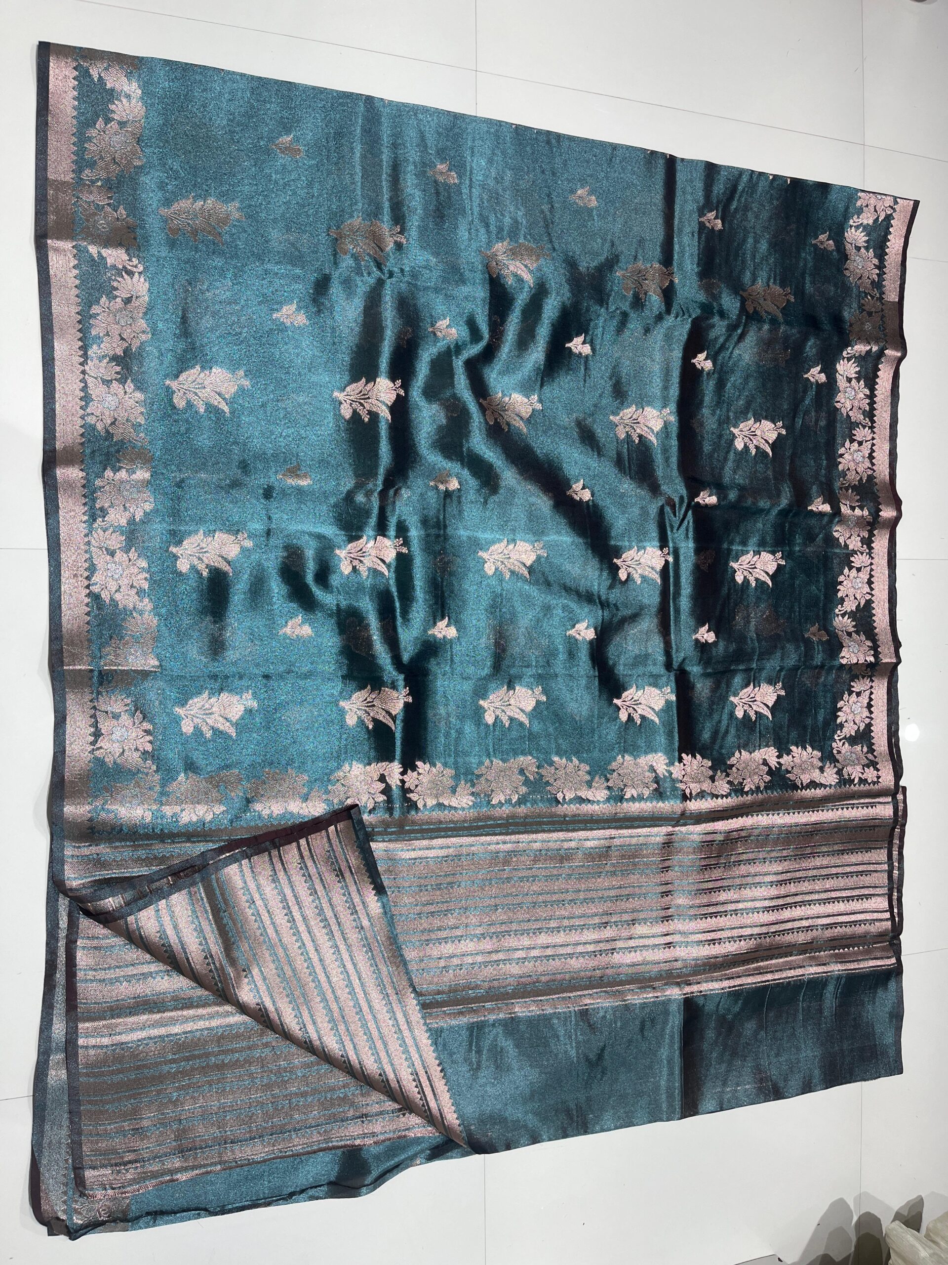 WhatsApp Image 2025-11-15 at 16.56.30 Wholesale and retail, best prices, online store, banarasi saree orange colour, varanasi, banarasi saree online shop, Katan Tissue Saree – Self-Matching Collection with Lace Work – premium collection