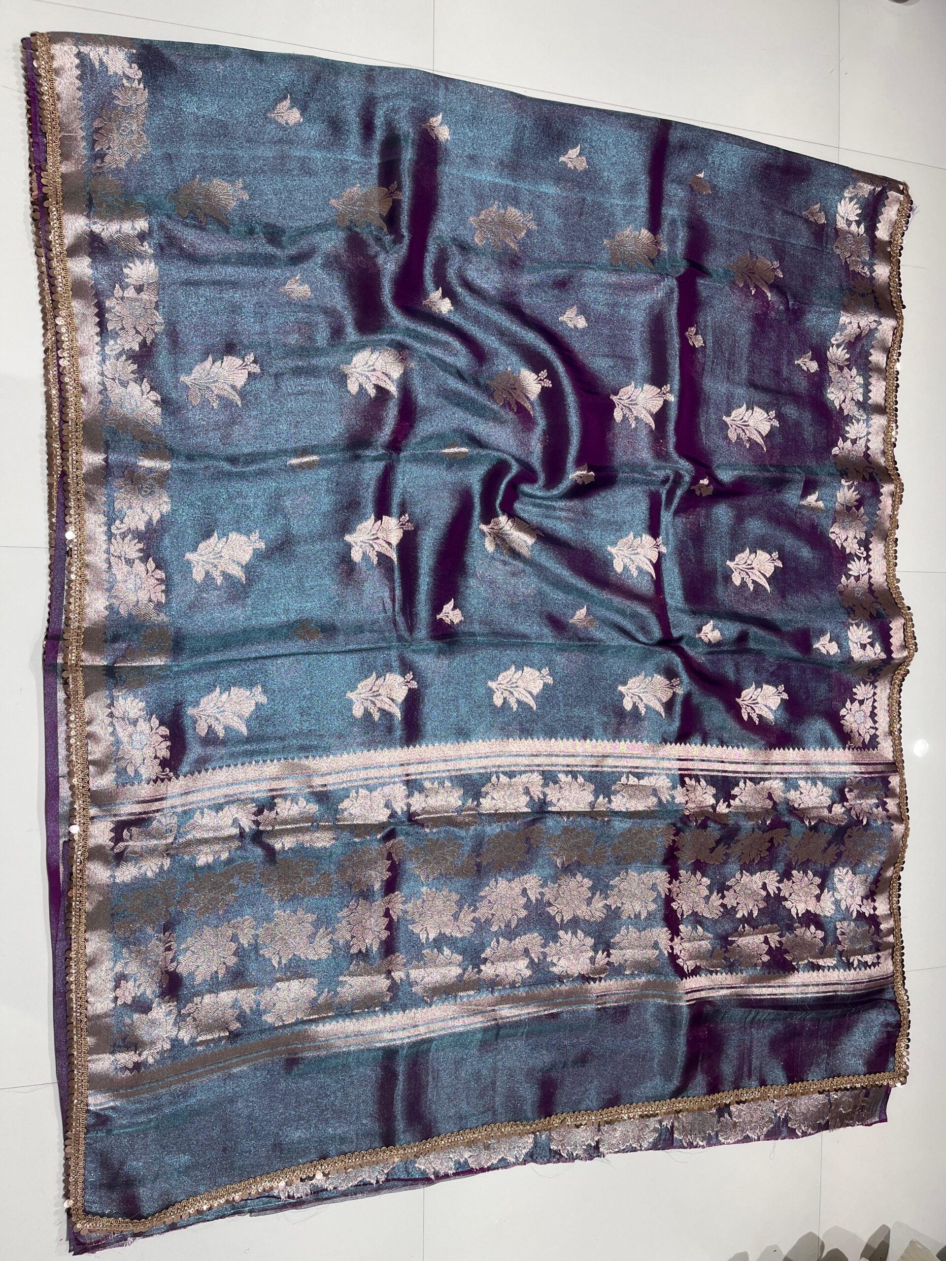 WhatsApp Image 2025-11-15 at 17.00.02 (1) Wholesale and retail, best prices, online store, banarasi saree orange colour, varanasi, banarasi saree online shop, Katan Tissue Saree – Self-Matching Collection with Lace Work – premium collection