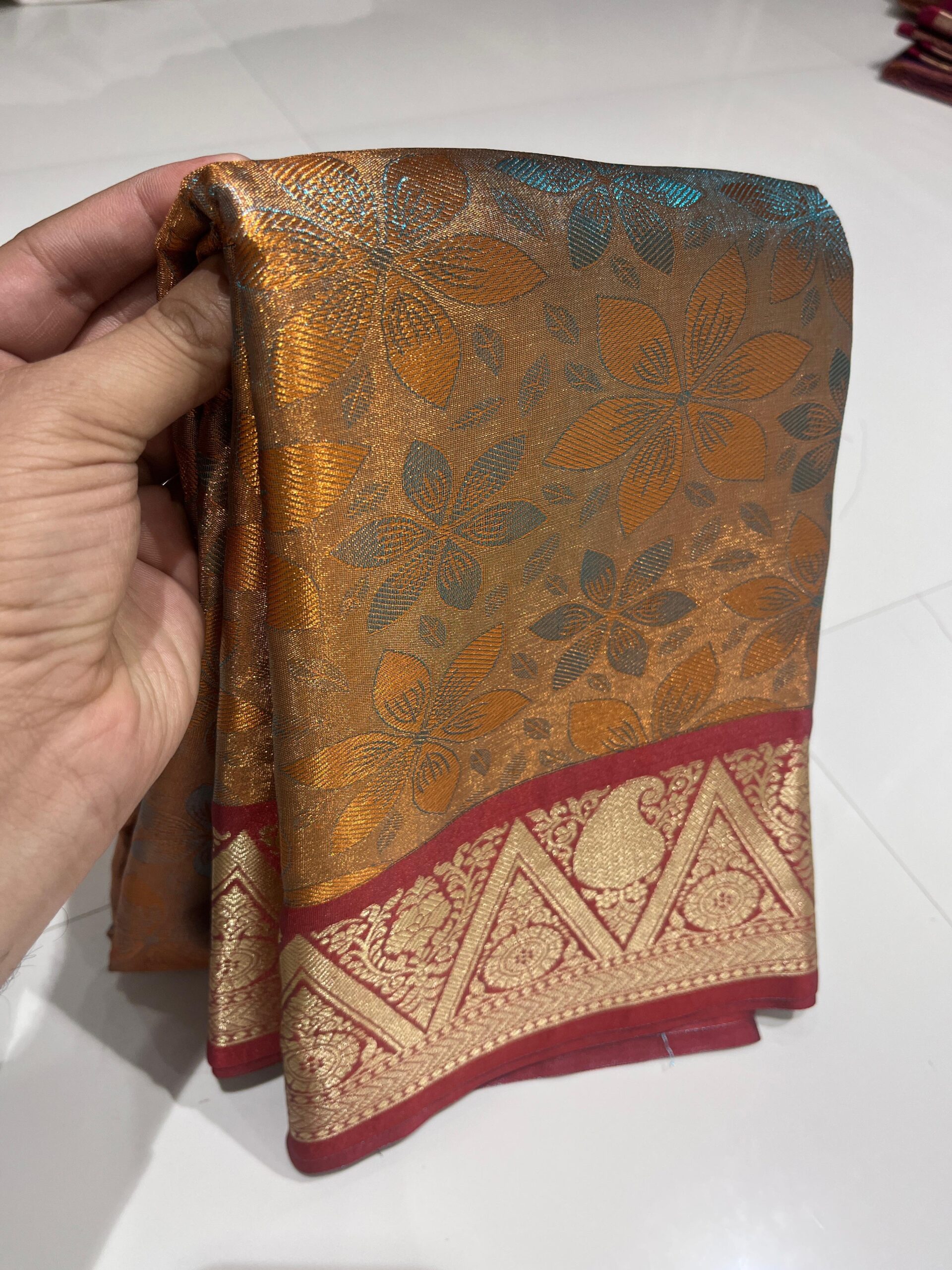 WhatsApp Image 2025-11-16 at 12.42.00 (1) Wholesale and retail, best prices, online store, banarasi saree orange colour, varanasi, banarasi saree online shop, Kanjivaram Tissue Saree – Premium Zari Weaving Collection